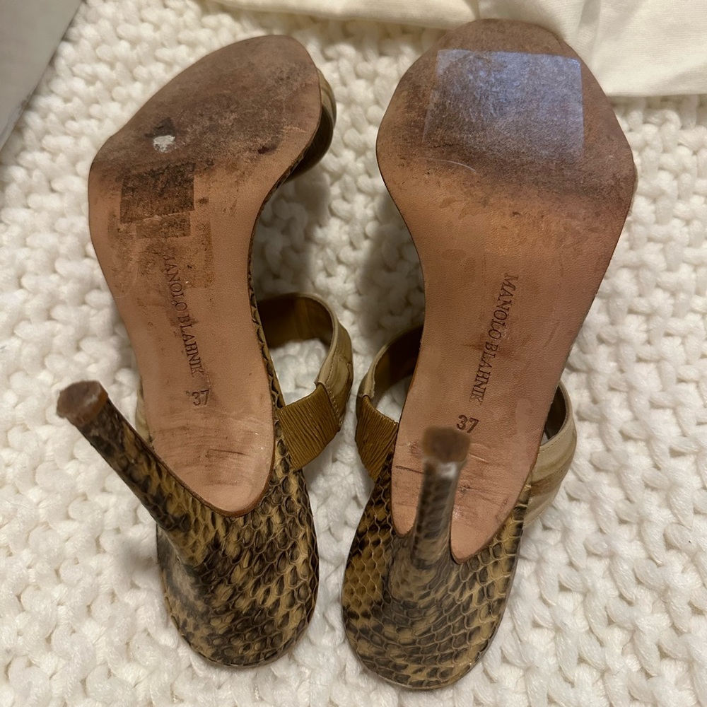 Manolo Blahnik Python Snakeskin Bamboo Heels Size… - image 5